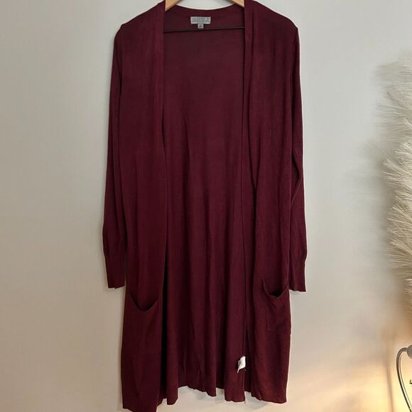 Joseph Burgundy Wine Duster Cardigan - Picture 1 of 6